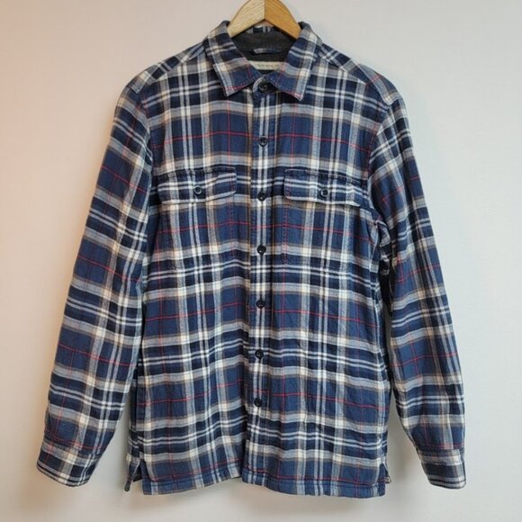 LL Bean Mens Plaid Fleece Lined Flannel Shirt Sz Small Shacket Ranch Chore Barn - Picture 1 of 11